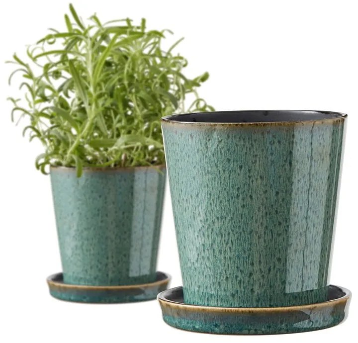 Ghiveci decorativ din gresie ø 10 cm Gastro Green/Black – Bitz