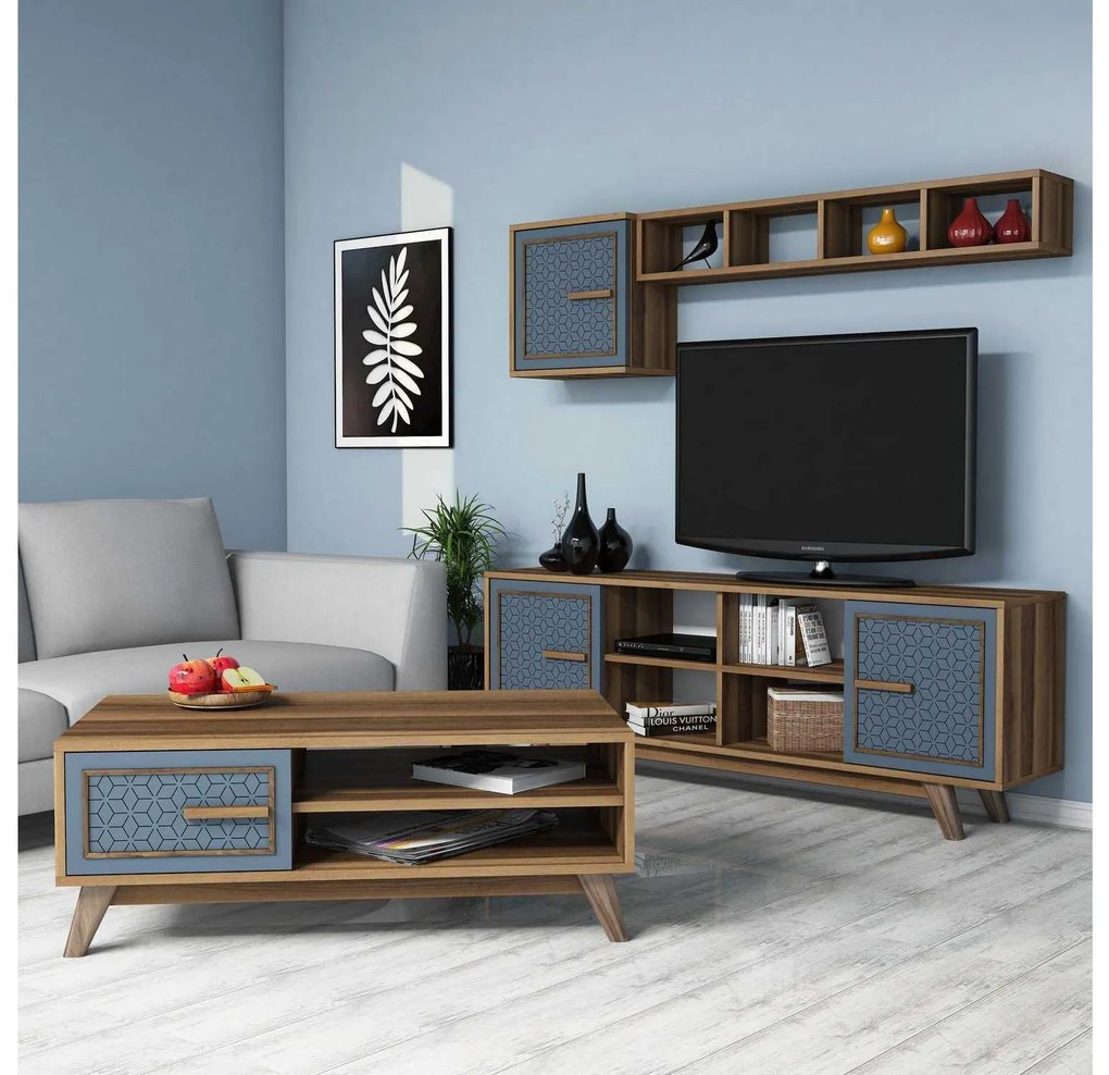 Mobilier living Aysha (Nuc + albastru). 1089282