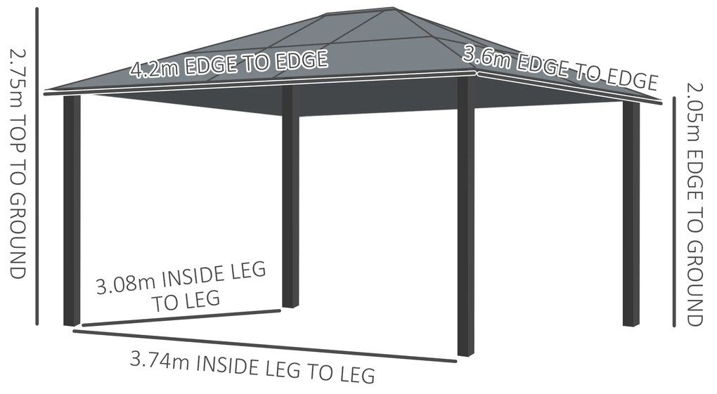 Outsunny Pavilion de grădină Hardtop 4.2 x 3.6 m, Draperii cu plasă împotriva insectelor, Structură din aluminiu, Maro+Crem | Aosom Romania