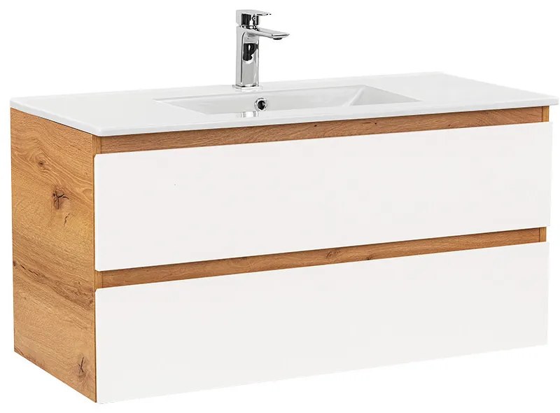 Dulap inferior Vario Forte 100 cu lavoar stejar-alb