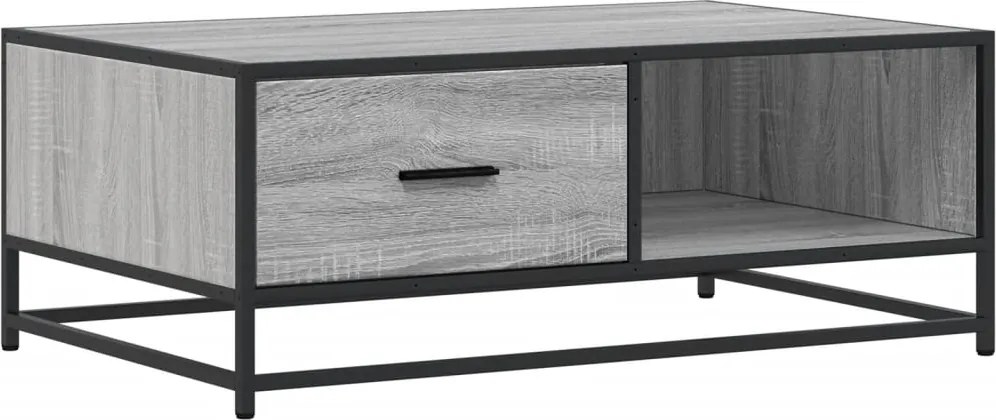 vidaXL Măsuță de cafea, gri sonoma, 90x57x35 cm, lemn prelucrat/metal