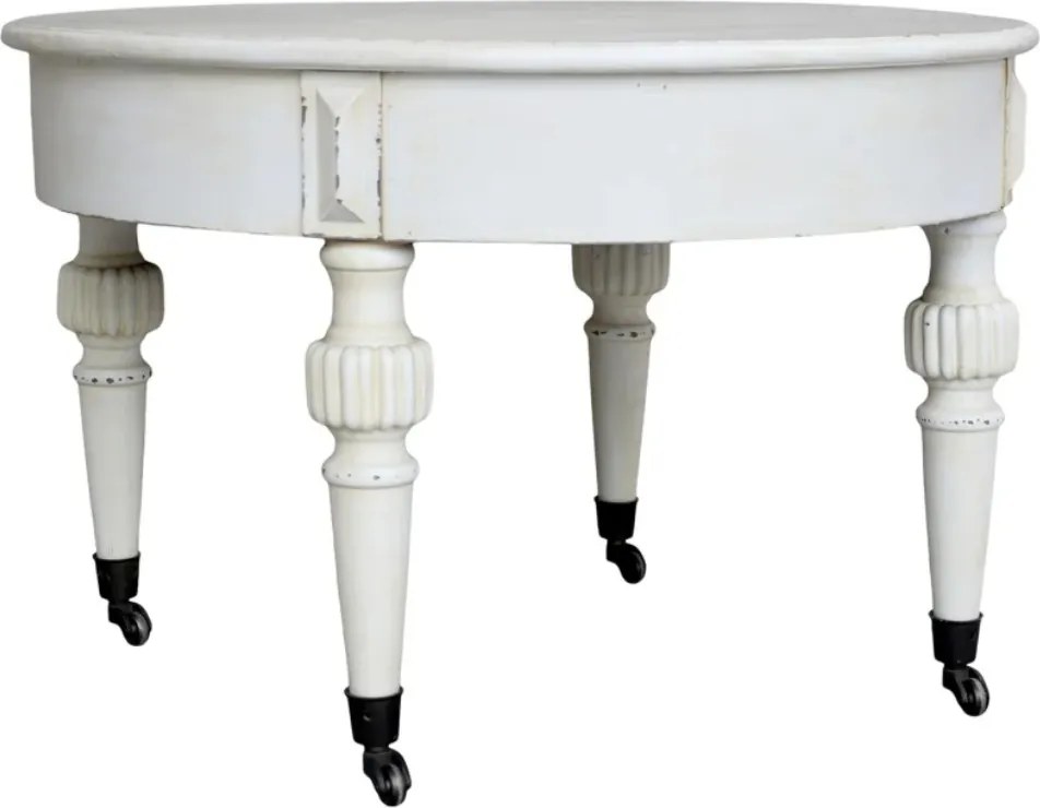 Măsuță de cafea shabby chic pe roți, crem antichizat, "Marie Antoinette"