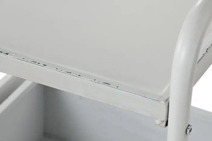 Cuier vintage de hol din metal, finisaj alb antichizat, 110×36×186 cm, „Merej"