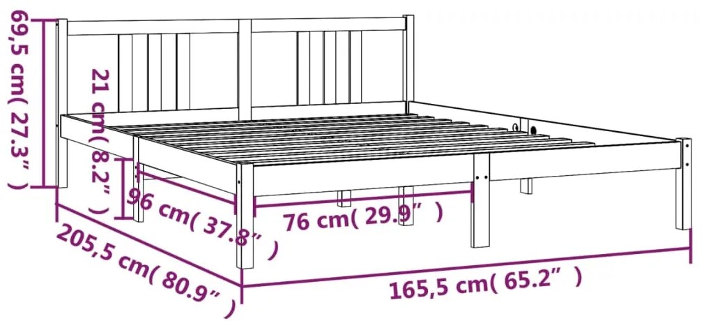 Cadru de pat, alb, 160x200 cm, lemn masiv de pin Alb, 160 x 200 cm