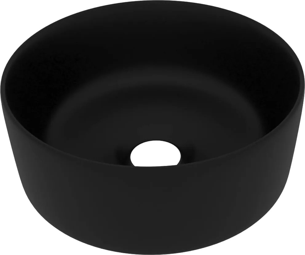 vidaXL Chiuvetă baie lux, negru mat, 40x15 cm, ceramică, rotund