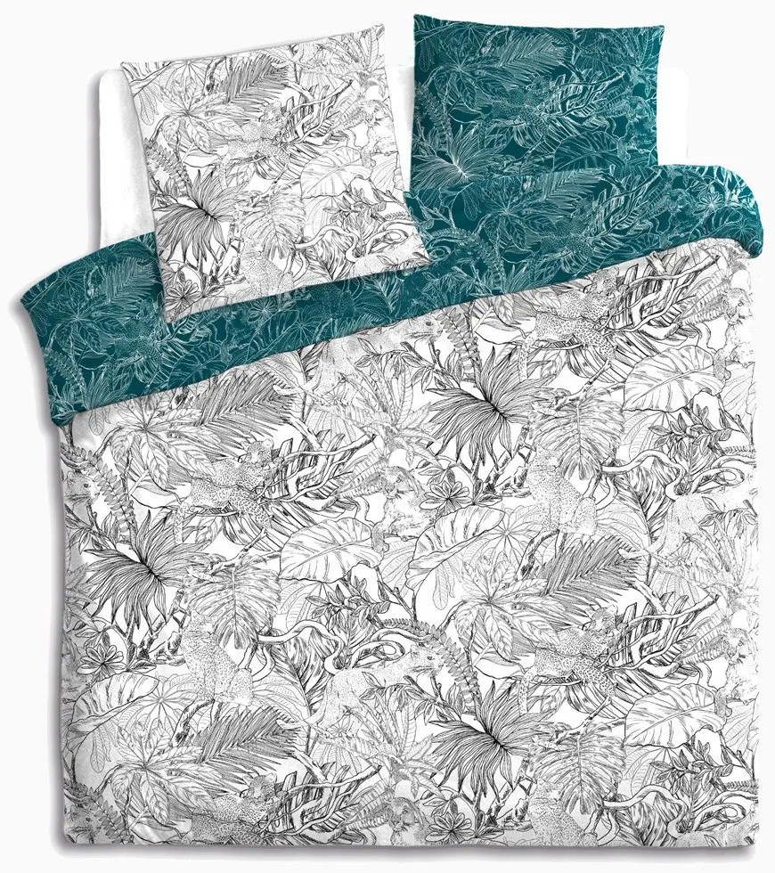 Set de pat dublu din bumbac cu motiv vegetal, 240 x 260 cm