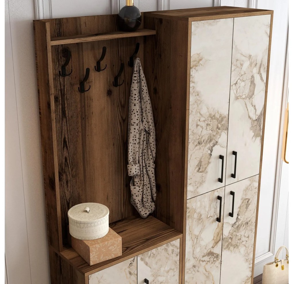 Mobilier hol Betina BA (Alb + Nuc). 1088297