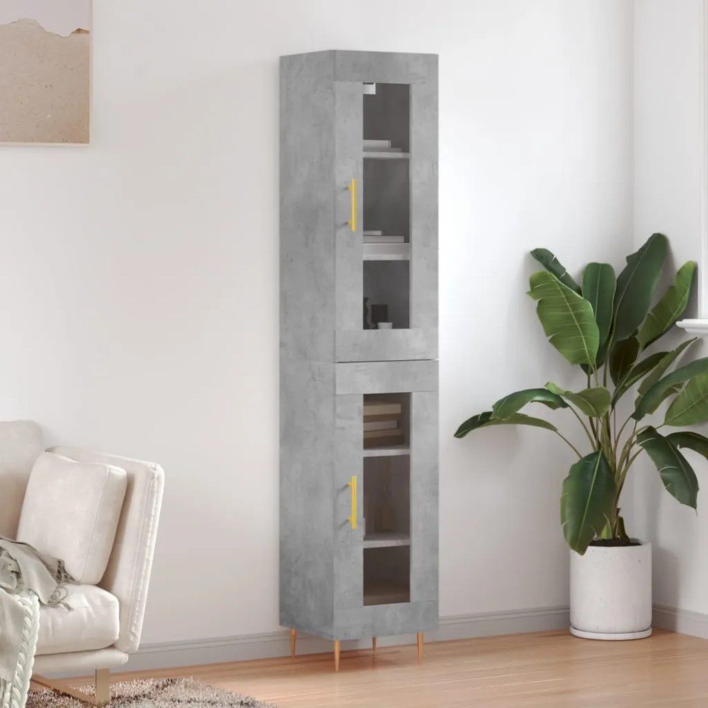vidaXL Dulap înalt, gri beton, 34,5x34x180 cm, lemn prelucrat