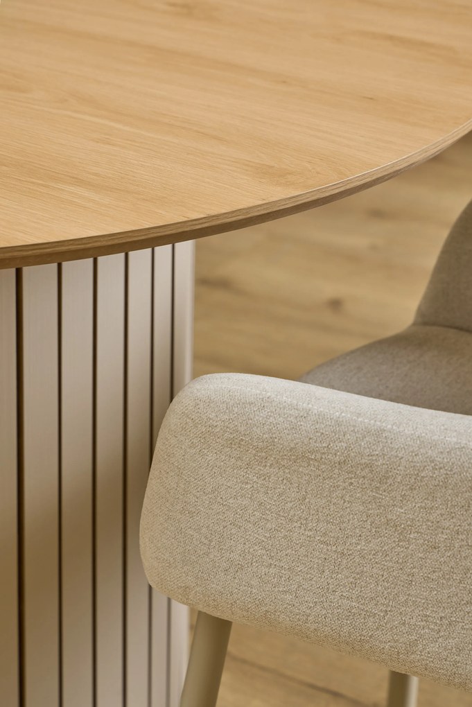 MAZZONI EXPORT VERA Bej (material Apia 453) / cadru bej-gri (cașmir) - SCAUN MODERN ADÂNC TAPIȚAT DIN CHENILLE PENTRU SALON/LIVING LOFT