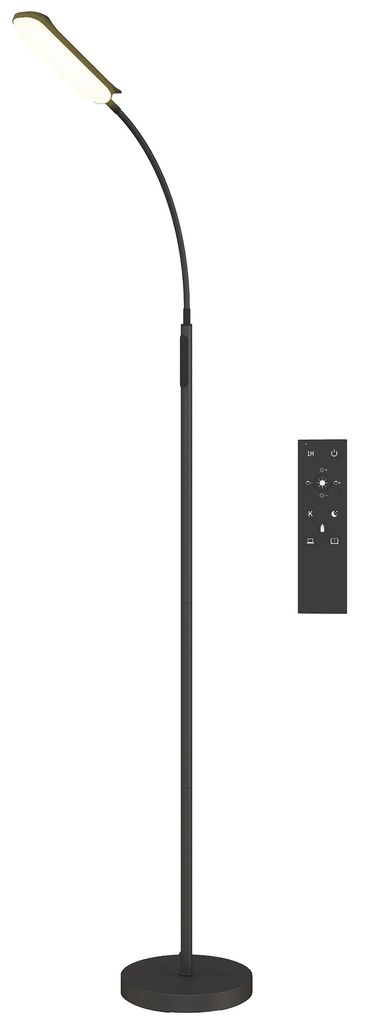 HOMCOM Lampadar de podea de salon cu telecomandă, control tactil, temperatură culori și luminiozitate reglabile, negru | Aosom Romania