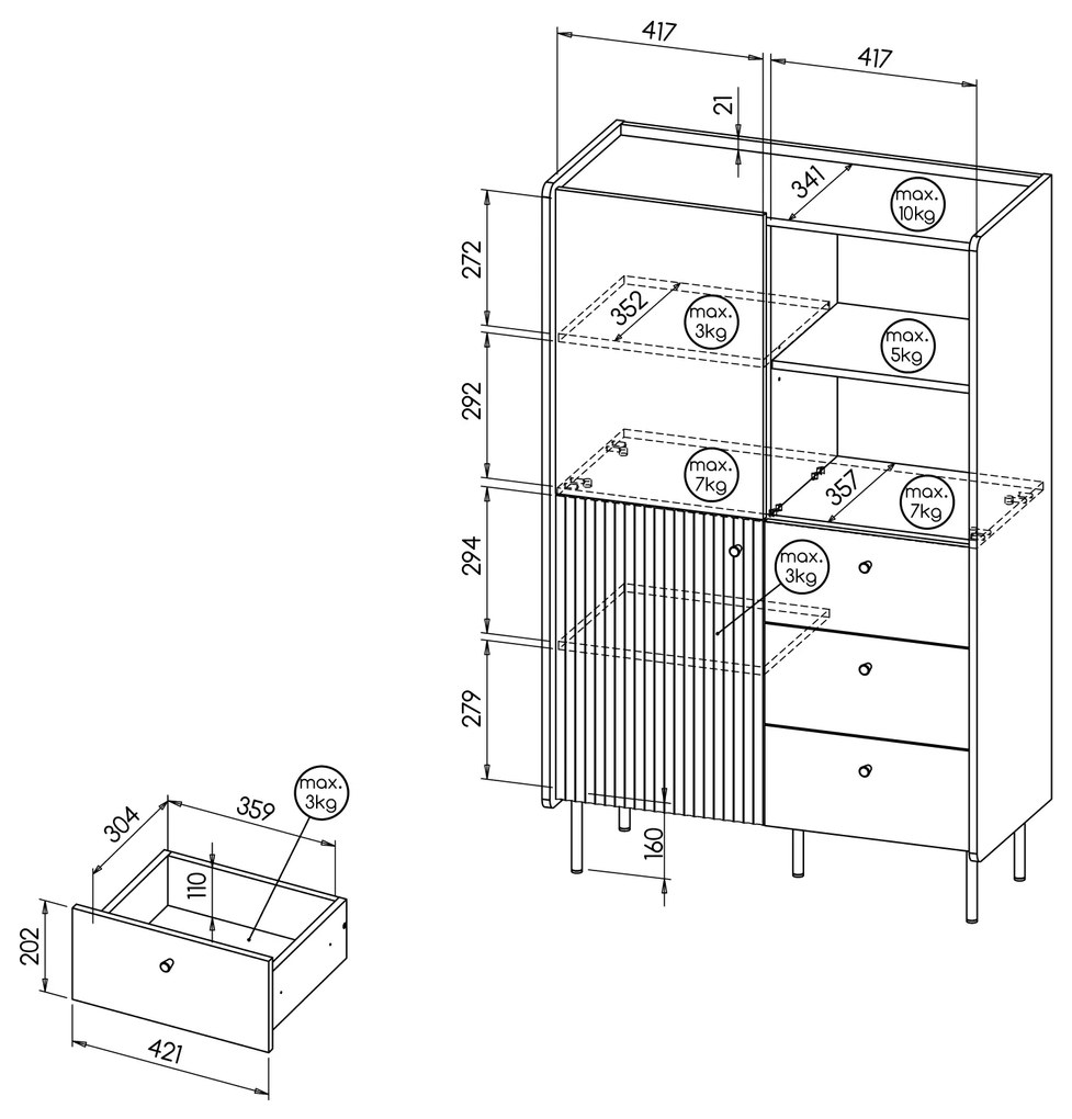 Comodă Phelan P4 (Nuc warmia + Negru). 1062534