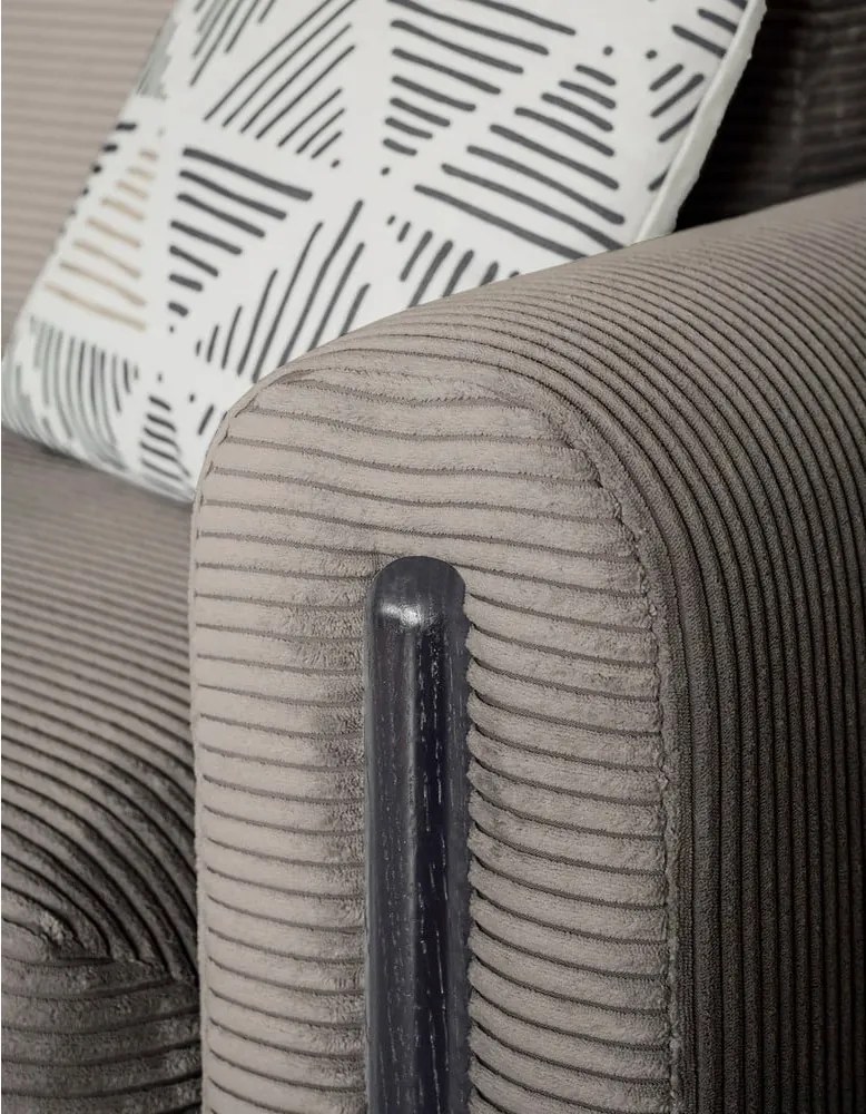 Canapea maro deschis extensibilă/cu spațiu de depozitare cu tapițerie din catifea reiată 244 cm Arcadova – ELTAP