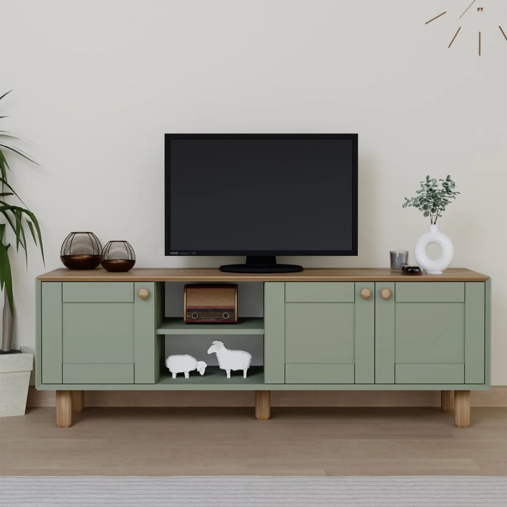 Comoda TV, Hanah Home, Bohemian 1600-84, 160x56x40 cm, Verde