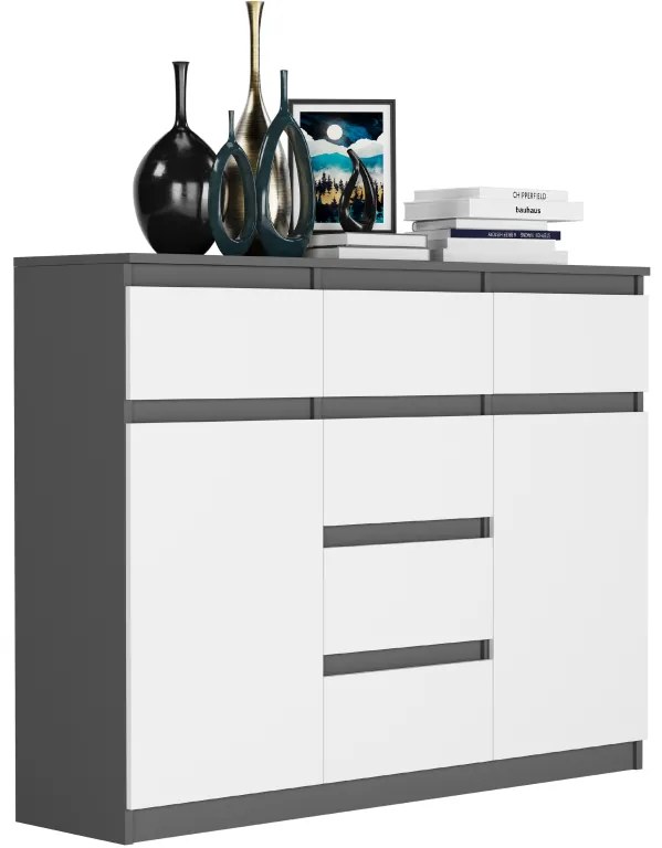 Comoda de design S-62D cu linii curate - diverse finisaje colorate antracit