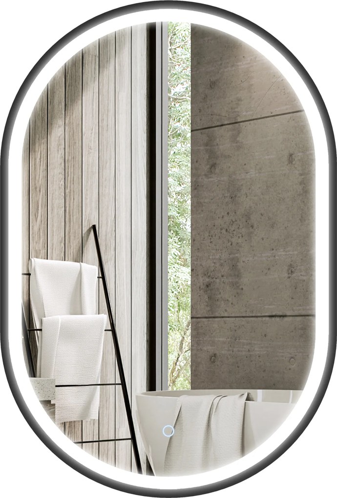 HOMCOM Oglindă baie iluminare LED 50x70cm, oglindă iluminată de perete cu comutator tactil, lumină 3 culori | Aosom Romania