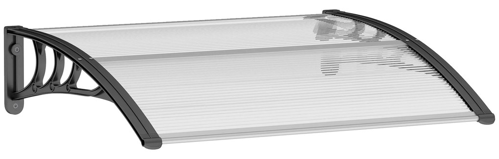Outsunny Copertină Usa din Policarbonat, Acoperiș pentru Ușă sau Fereastră Impermeabilă Anti-UV, 75x120x23cm, Transparent si negru| Aosom Romania