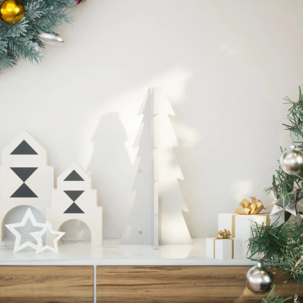 vidaXL Brad de Crăciun decorativ, alb, 49 cm, lemn de pin masiv