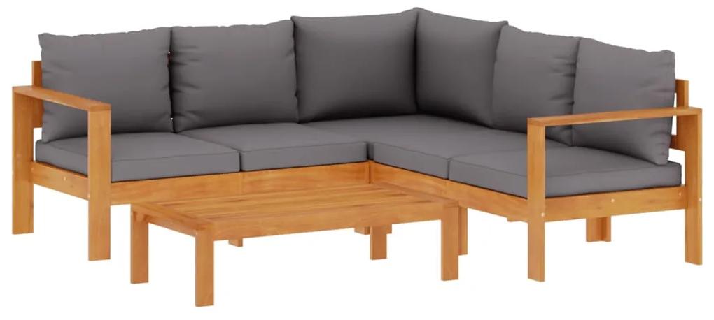 3214861 vidaXL Set canapele de grădină cu perne, 4 piese, lemn masiv de acacia