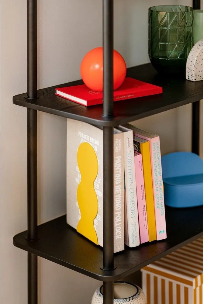 Etajeră neagră cu aspect de lemn de stejar 80x163x35 cm Teidi – noo.ma