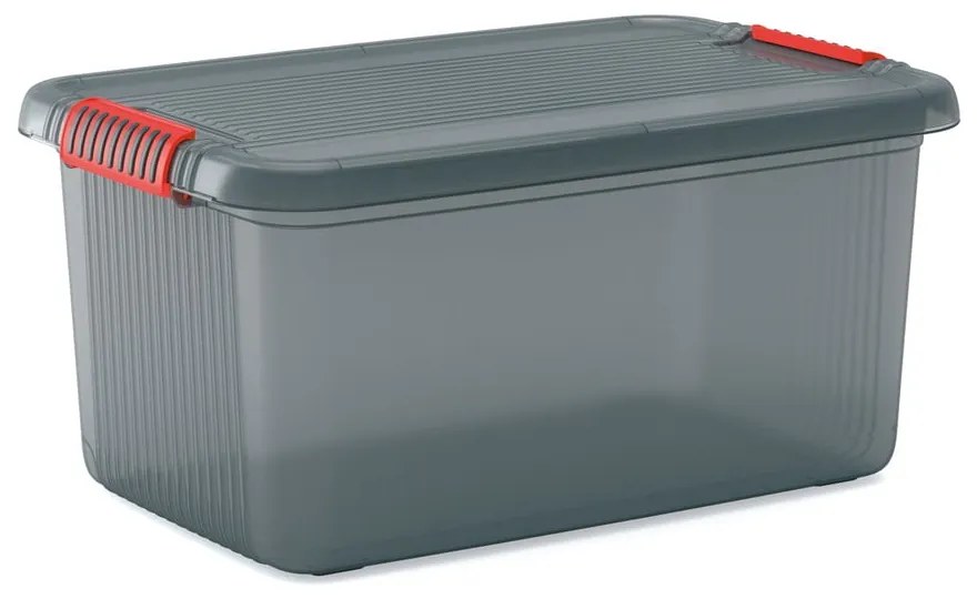 Cutie de depozitare gri din plastic cu capac 59x39x28 cm K Latch Box – KIS