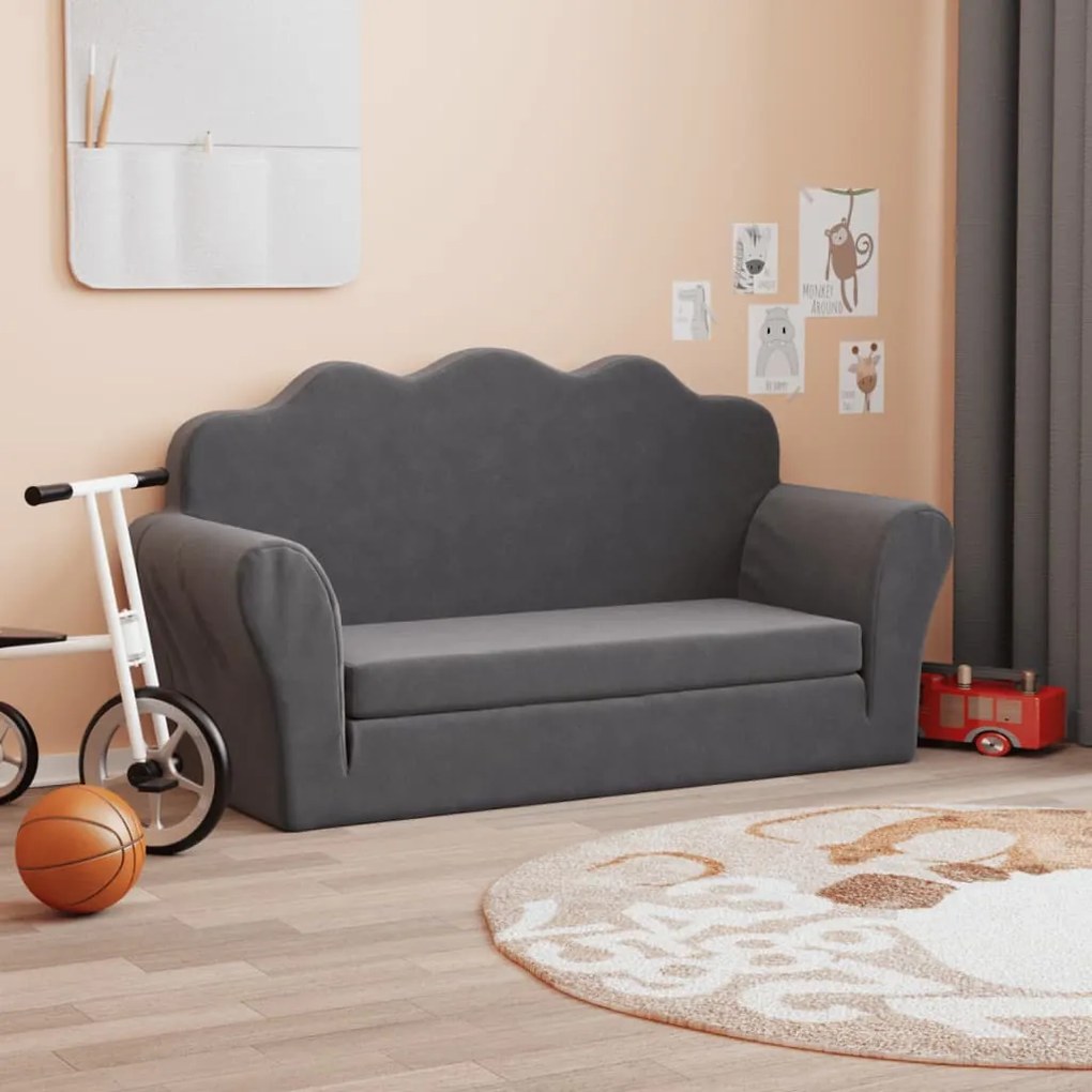 Canapea extensibila de copii cu 2 locuri, antracit, plus moale