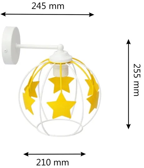 Lampă de perete pentru copii STARS 1xE27/15W/230V galben/alb