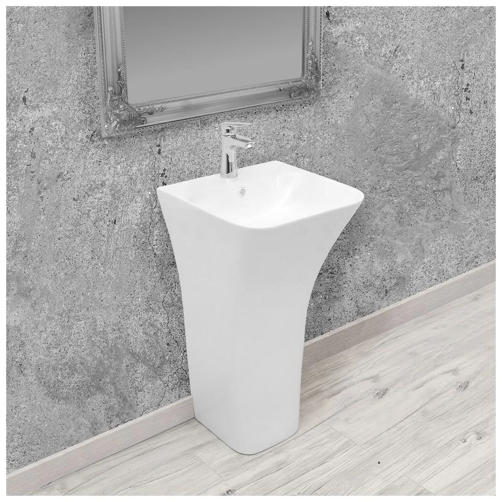 Rea Ada SLim lavoar 45.6x44.5 cm dreptunghiular stativ alb REA-U9902