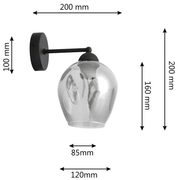Lampă de perete LILI 1xE27/15W/230V negru/gri