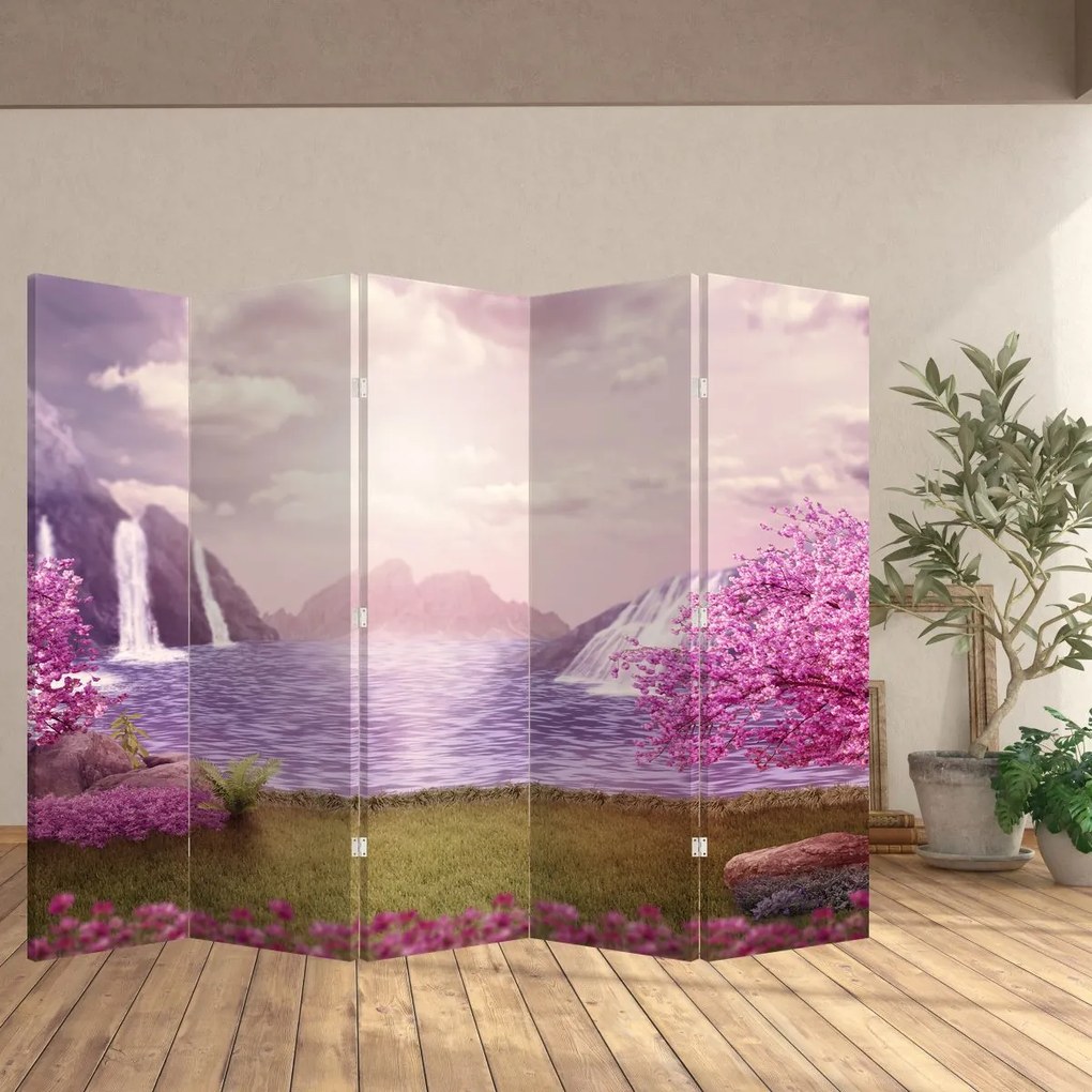 Paravan - Pomi roz cu lac (210x170 cm)