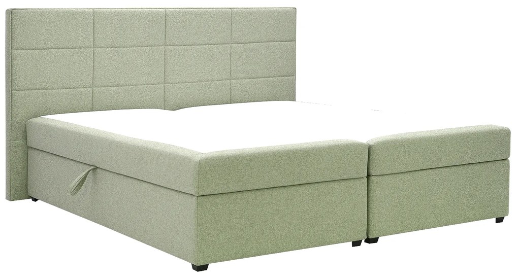 Pat matrimonial Boxspring 180 cm Revenant (mentol) (cu somieră și saltea) (cu sp. depozitare). 1098561