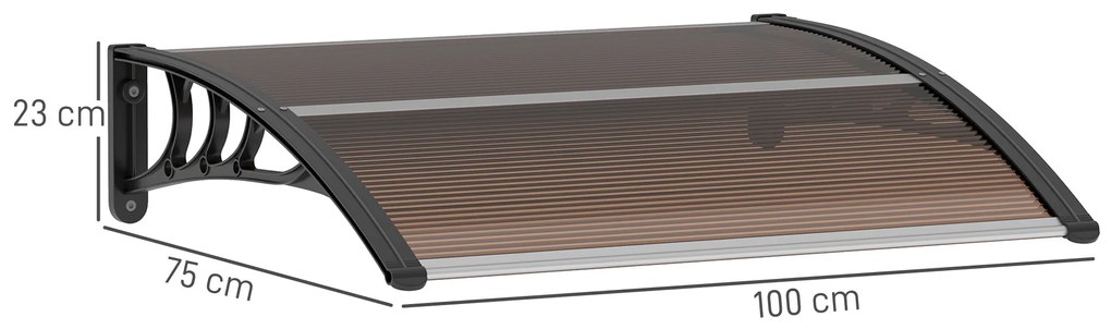 Outsunny Copertină Exterioară Impermeabilă și Anti-UV cu Placă Curbată, 75x120x23 cm, Maro și Negru | Aosom Romania