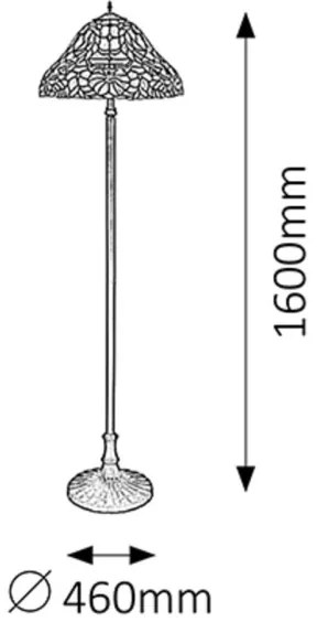 Lampadar cu abajur din sticlă vitrată Tiffany MIRELLA 2xE27/60W/230V Rabalux 8088