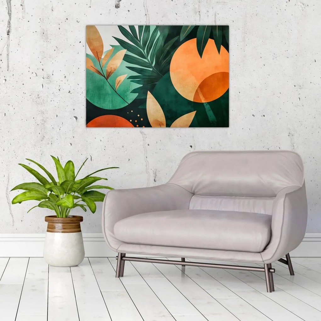 Tablou pe sticlă - Motive naturale geometrice (70x50 cm)