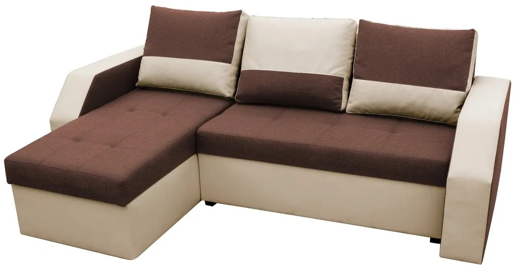 Coltar extensibil Madrid, 226x145x79 cm, 2 lazi depozitare, Reversibil, Maro/Bej