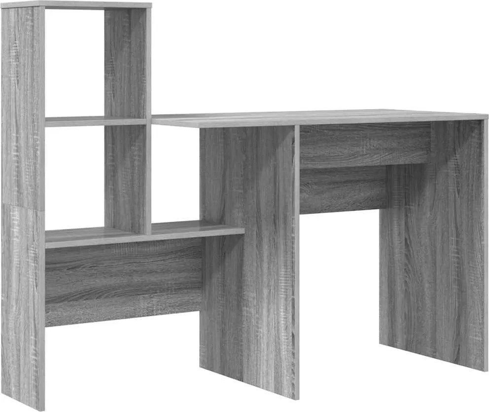 vidaXL Birou cu raft Gri Sonoma 131,5 x 50 x 106,5 cm Lemn compozit