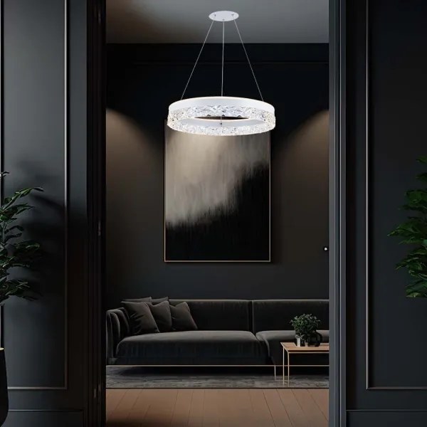 Lustră LED pe cablu LED/25W/230V 3000K d. 50 cm alb