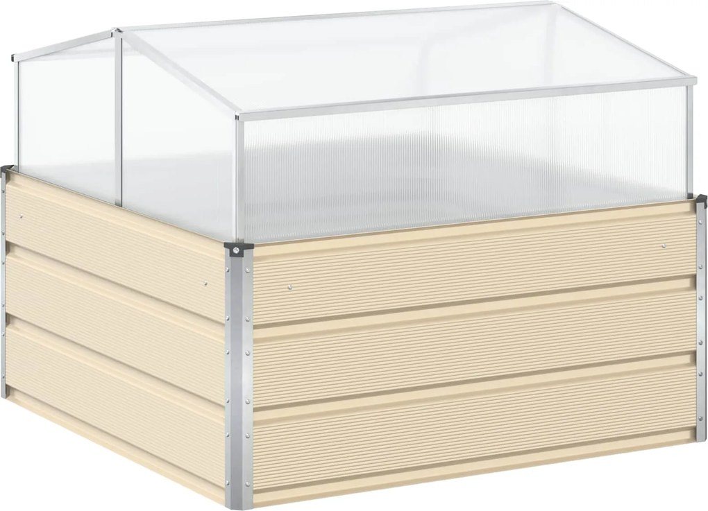 vidaXL Jardinieră Creme 100 x 100 x 77 cm Oțel Galvanizat