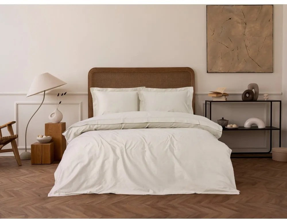 Lenjerie de pat bej din bumbac satinat pentru pat dublu, extinsă 240x220 cm Elegant – Mijolnir