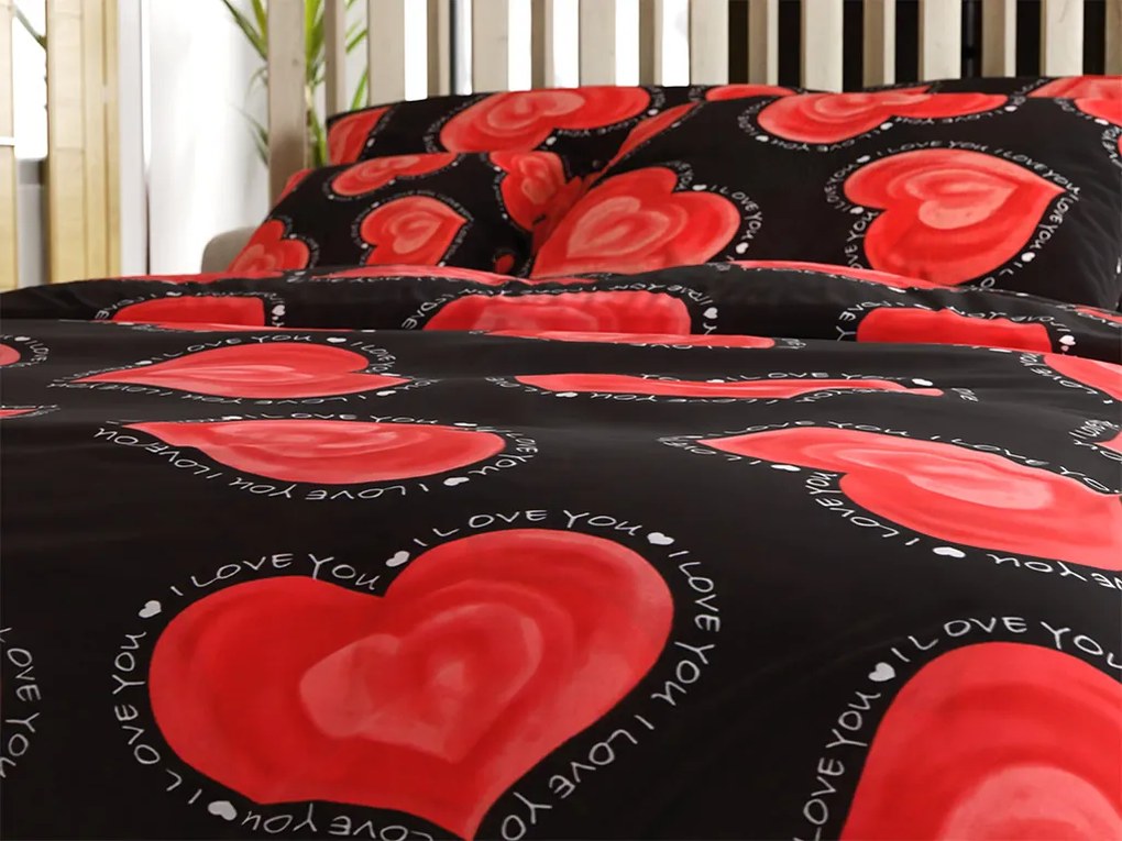 Lenjerie de pat din polibumbac pentru 2 paturi VALENTINE, negru Dimensiune lenjerie de pat: 2 buc 70 x 90 cm | 2 buc 140 x 200 cm