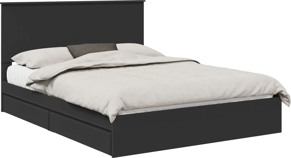vidaXL Pat cu storage cu headboard Negru 150 x 200 cm Lemn compozit