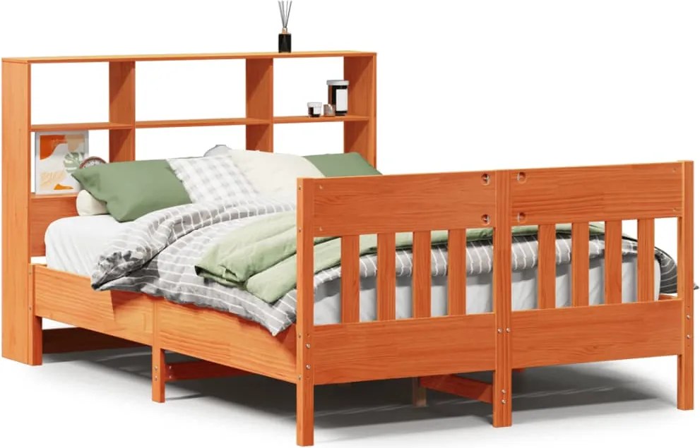 vidaXL Cadru de pat fără saltea, maro ceruit 140x200 cm lemn masiv pin