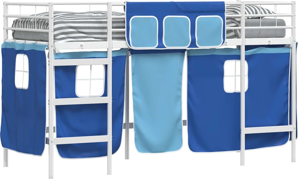 vidaXL Cadru de Pat Pe Două Niveluri pentru Copii cu Cortine