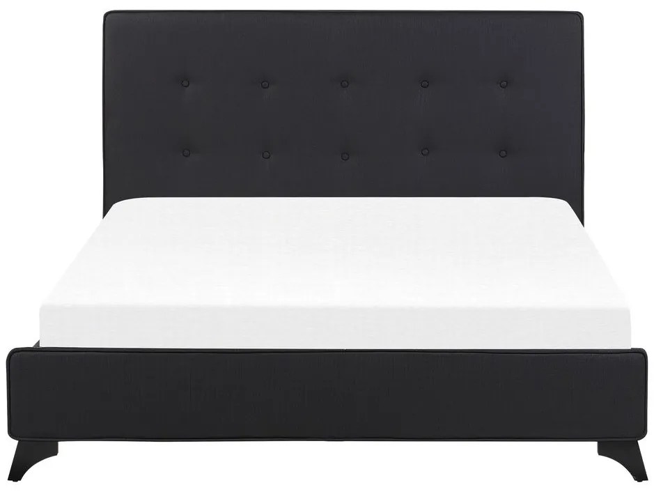 Pat matrimonial 140 cm AMBRE (cu somieră) (negru). Promo -40%. 1007087