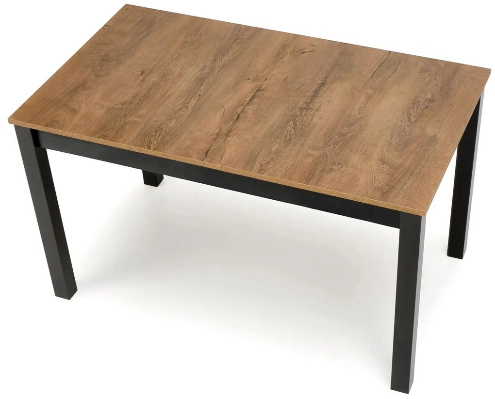 Masă de sufragerie extensibilă Tentempies (stejar craft auriu + negru) (pentru 4-6 persoane). 1116985