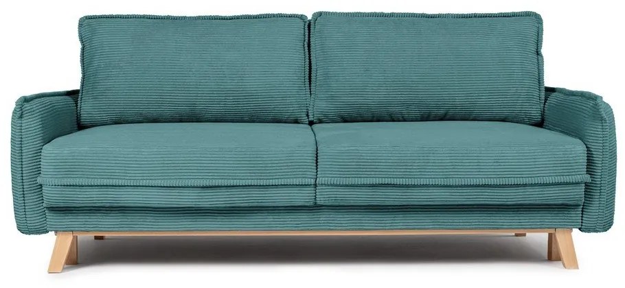 Canapea turcoaz extensibilă cu tapițerie din catifea reiată 218 cm Tori – Bonami Selection