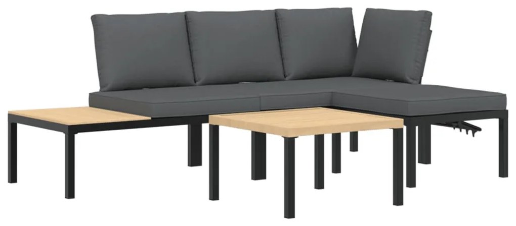 3283679 vidaXL Set mobilier de grădină cu perne, 4 piese, negru, aluminiu