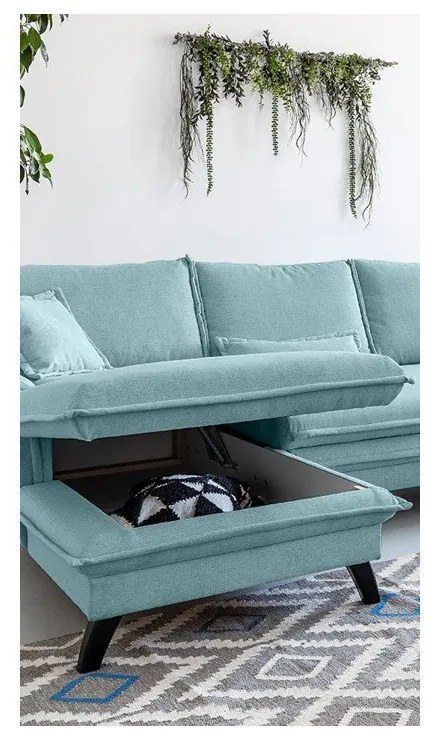 Colțar extensibil cu șezlong pe partea stângă Miuform Charming Charlie, albastru deschis