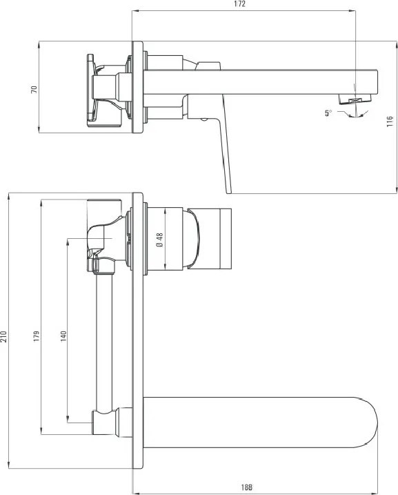ALPINIA Baterie de cada/lavoar crom Deante BGA_054L