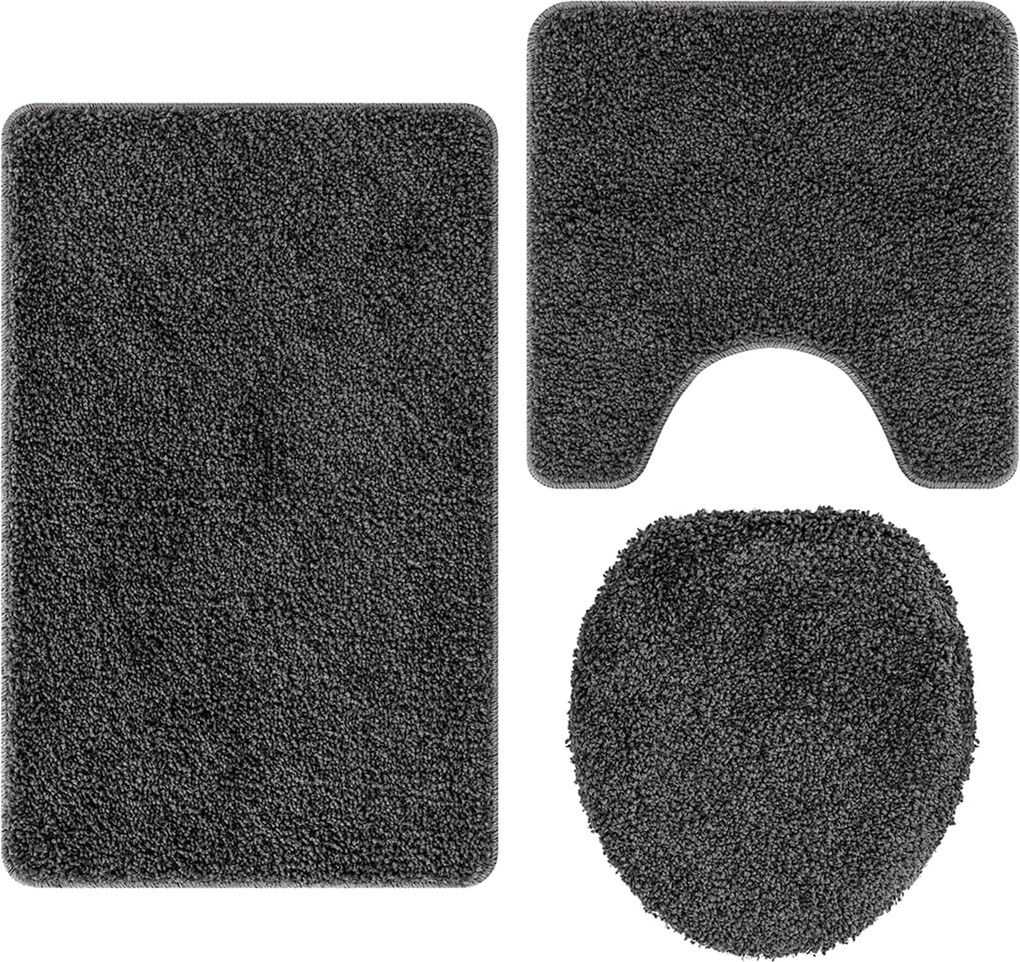 vidaXL Set de mochete anti-derapante pentru baie 3 pcs Gri închis PP