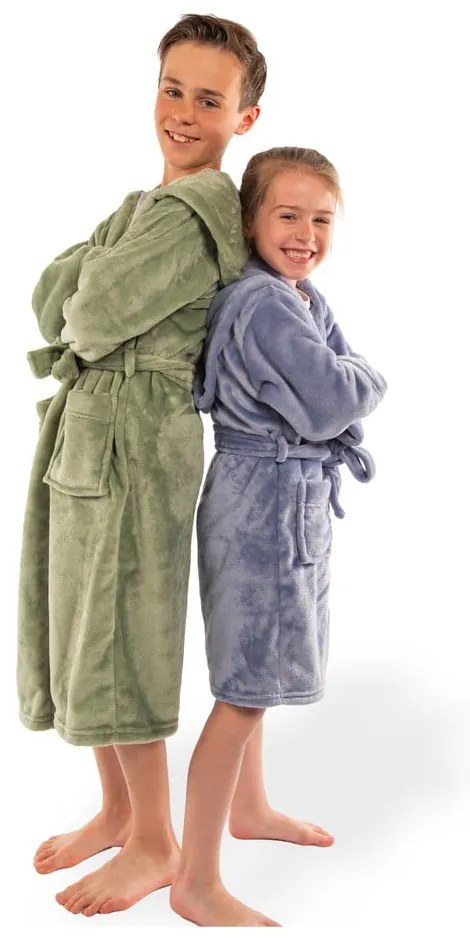 Halat pentru copii verde 134-140 din micropluș/cocolino Delux – Tiseco Home Studio